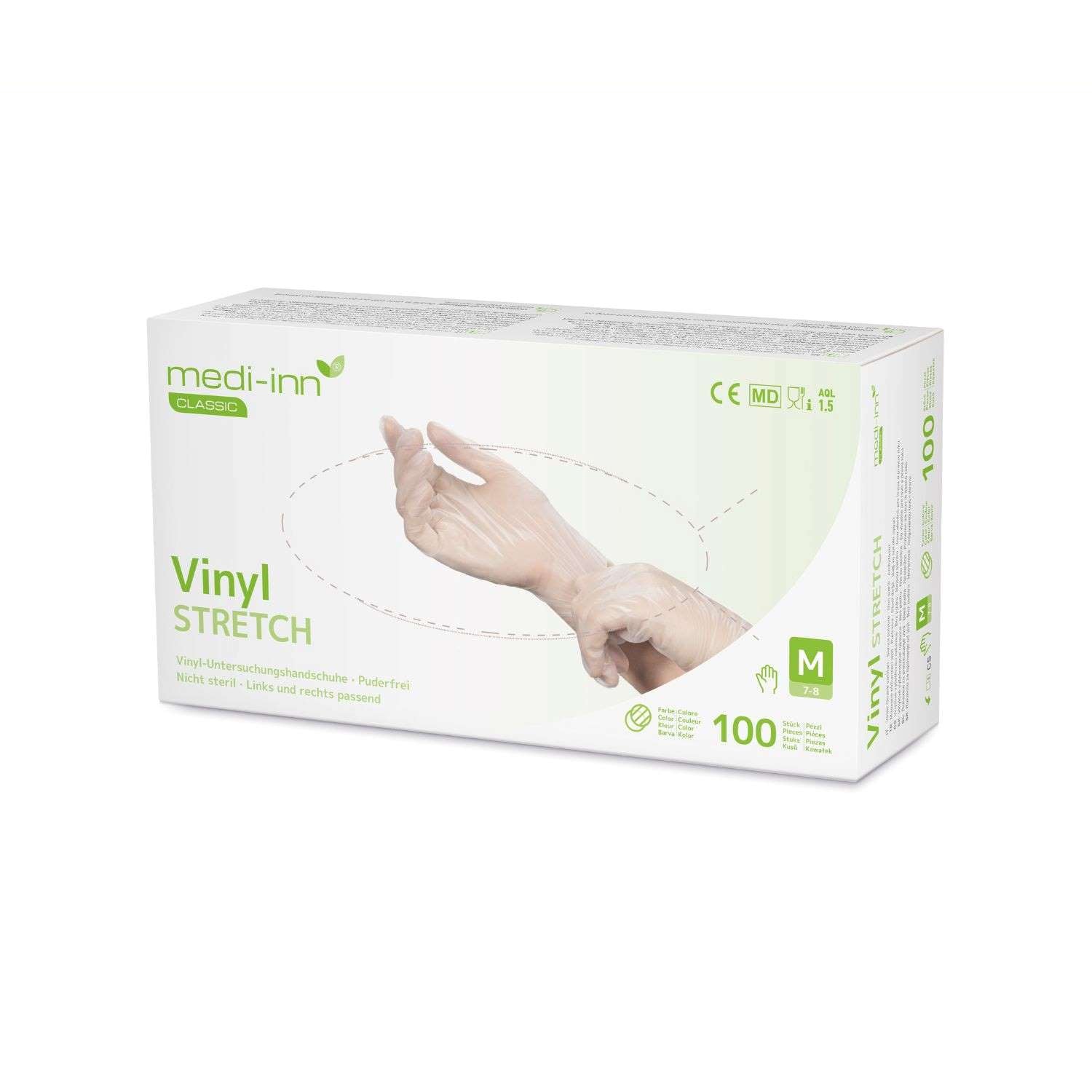 Medi-Inn Vinyl Stretch, Einmalhandschuhe puderfrei, latexfrei - Gr. S-XL